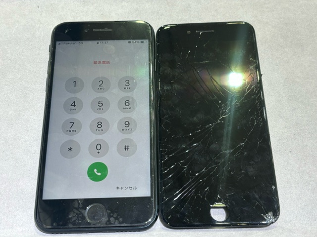 iPhoneSE3画面割れ…
